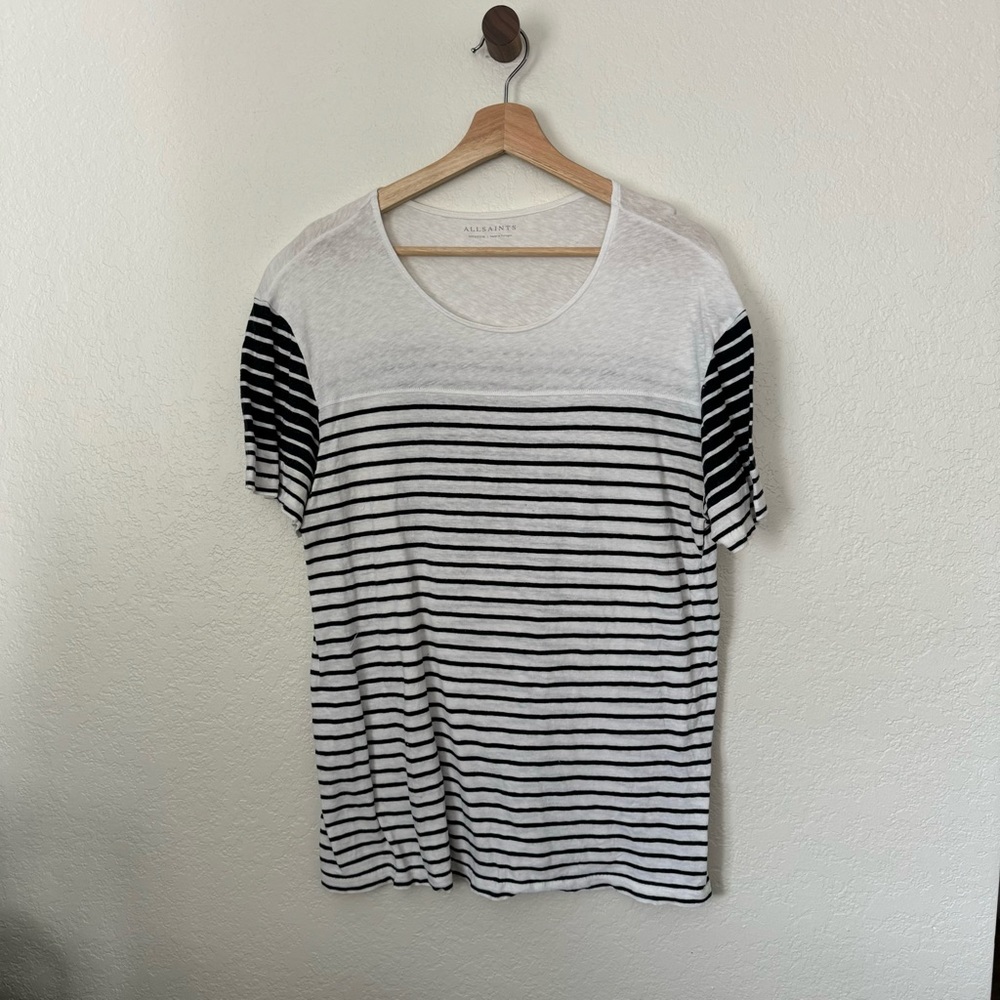 ALLSAINTS black and white striped T shirt